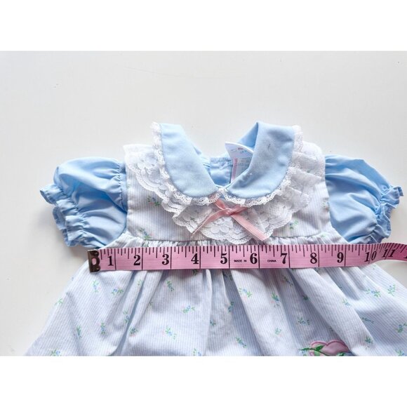 Newborn Baby Girls' MINI TOGS Blue Floral Cotton 2-Piece Dress, Size 0-14lbs - Picture 14 of 16
